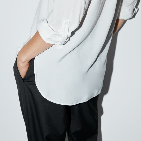 Zara off-white flowy blouse with pockets - Picture 5 of 7